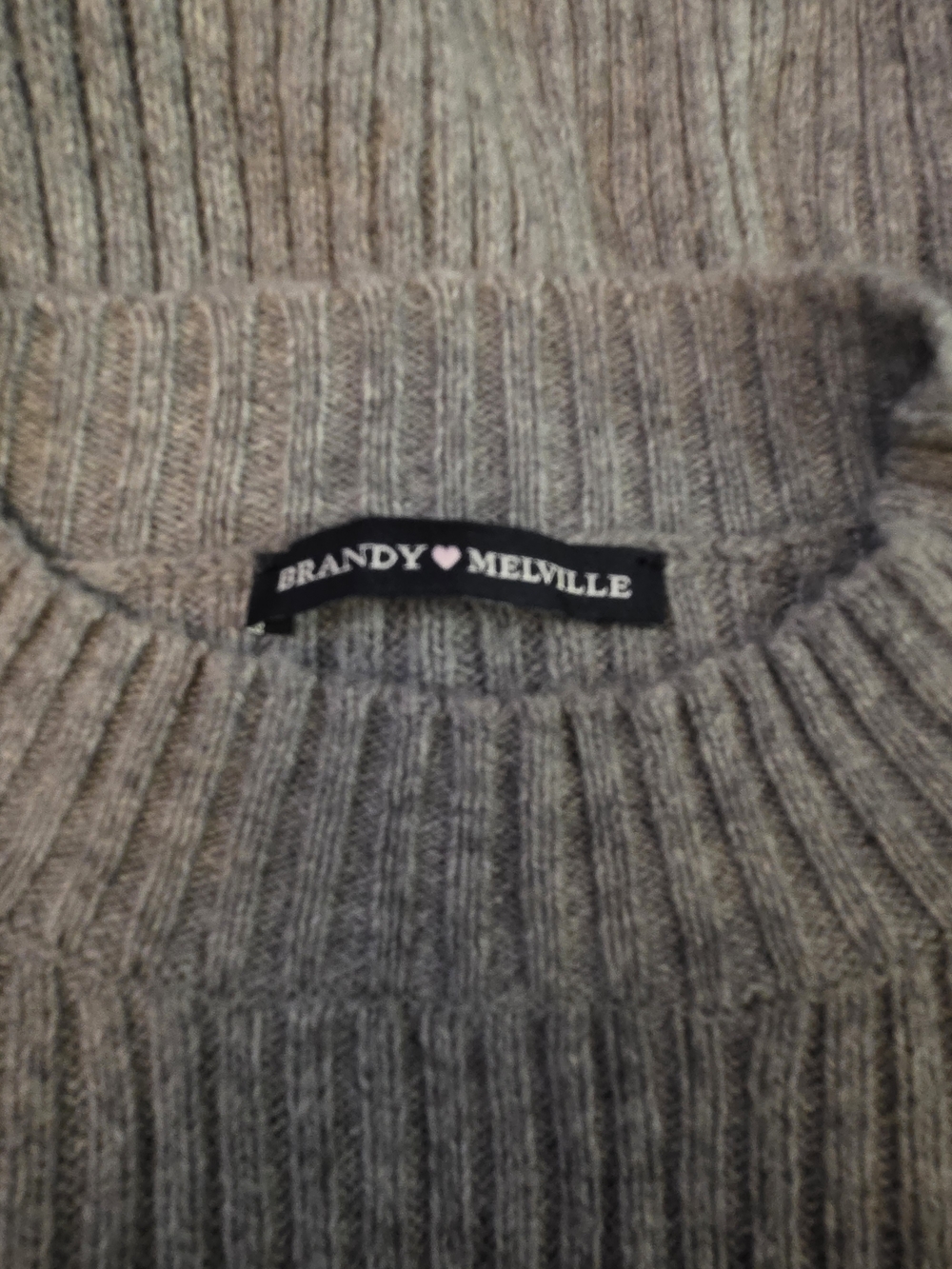 Brandy Melville Gray Ribbed Crewneck Sweater